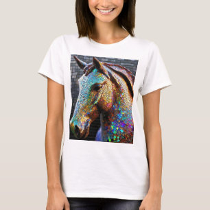 3-d Mosaik Pferdekopf Statue T-Shirt
