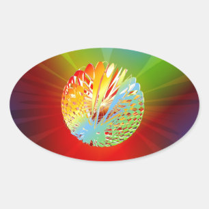3-d-Sphere Ovaler Aufkleber