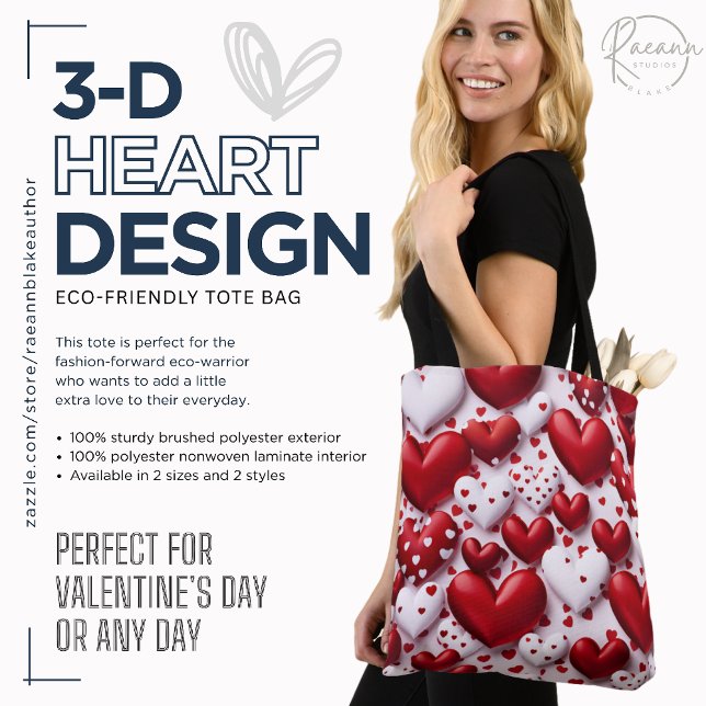 3-D Valentine Heart Design Tote Bag Tasche (Von Creator hochgeladen)