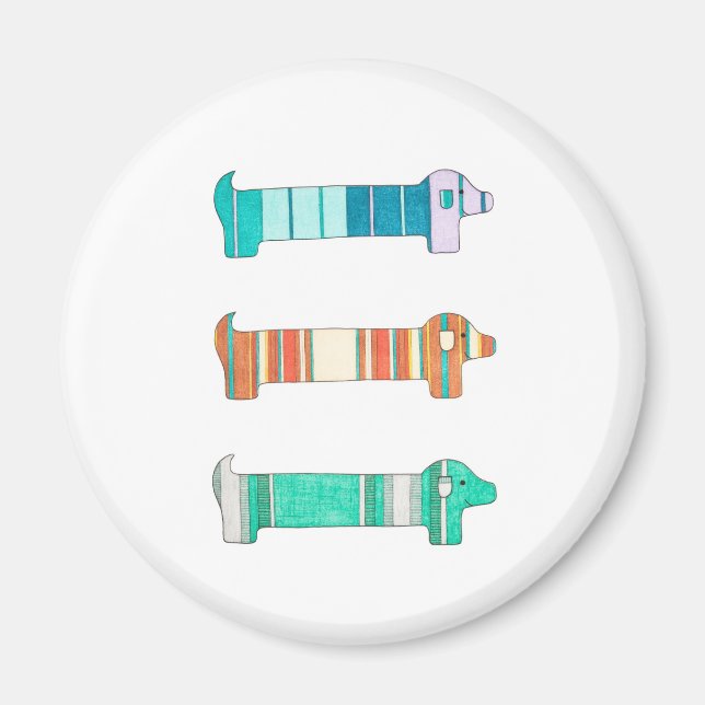 3 Dackel Color Study #1 Magnet (Vorne)