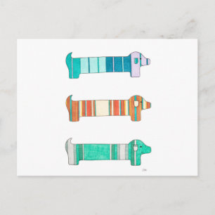 3 Dackel Color Study #1 Postcard Postkarte