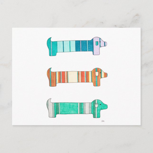 3 Dackel Color Study #1 Postcard Postkarte (Vorderseite)
