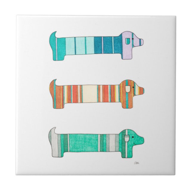 3 Dackel Color Study #1 Tile Fliese (Vorderseite)