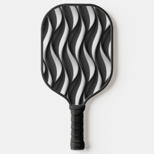 3-dimensionales wellenförmiges Schwarz-Weiß-Muster Pickleball Schläger