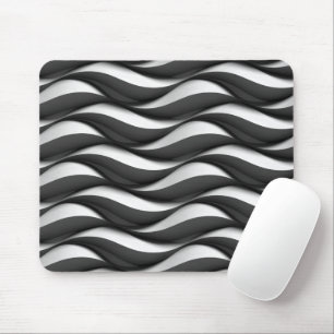 3 Dimensionen Wavy Black and White Muster Mousepad