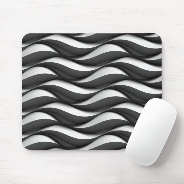 3 Dimensionen Wavy Black and White Muster Mousepad (Mit Mouse)