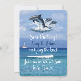 3 Dolphins Ocean Wedding Invite Seas the Day Einladung