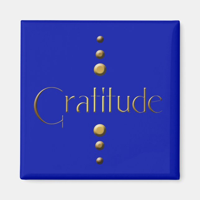 3 Dot Gold Block Dankbarkeit & Blue Background Magnet (Vorne)