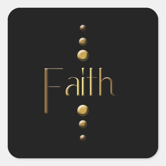 3 Dot Gold Block Faith & Black Background Quadratischer Aufkleber (Vorderseite)