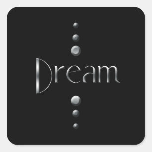3 Dot Silver Block Dream & Black Background Quadratischer Aufkleber