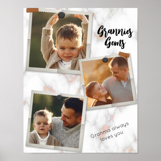 3 Drei Foto Moderne Elegante Collage Family Liebe Poster (Vorne)