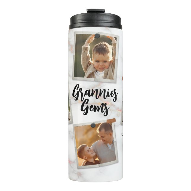3 Drei Foto Moderne Elegante Collage Family Liebe Thermosbecher (Vorderseite)