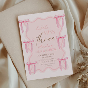 3. Dusty Pink Bows GeburtstagsPrinzessin Einladung