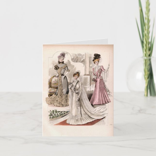 3 Edwardian Ladys Flows Gowns Vintage Mode Karte (Vorderseite)