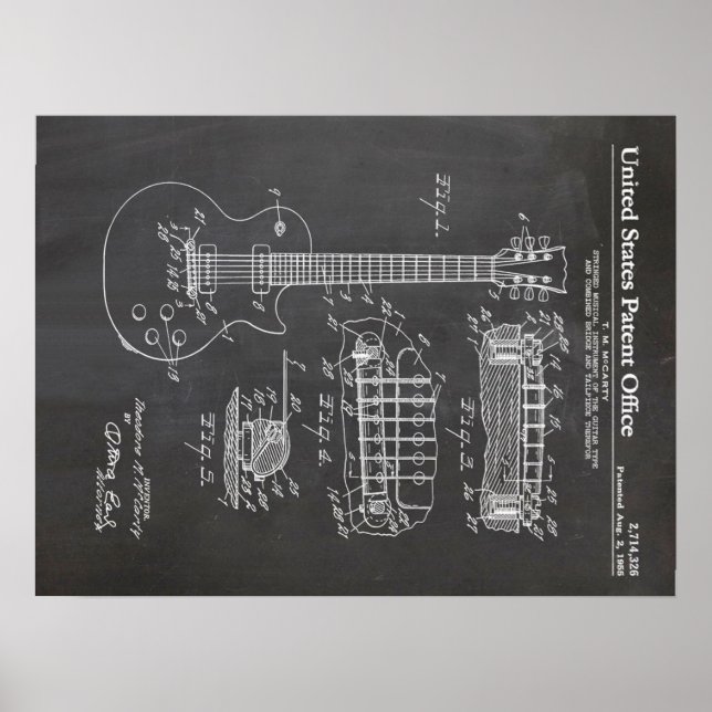 3 Electric Guitar Patent - Funny Music Lover Gesch Poster (Vorne)