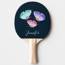 3 Elegante Aquarellbutterfliegen Tischtennis Schläger