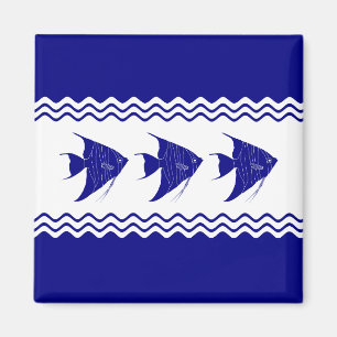 3 Engelfische für die Marine, blau und weiß Magnet
