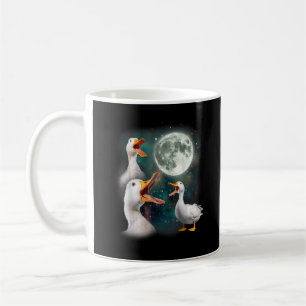 3 Enten Howl at Moon Funny Weiß Pekin Ente Kaffeetasse