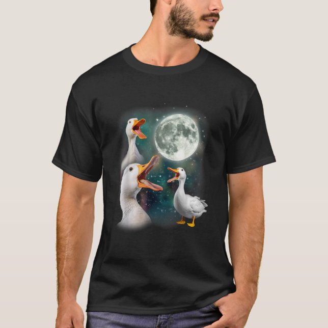 3 Entenhühner am Mond | Funny Weird Cursed Pekin T-Shirt (Vorderseite)