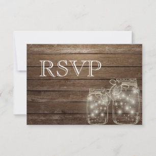 3 Entree Choice Rustic Mason Jar Wedding Response RSVP Karte
