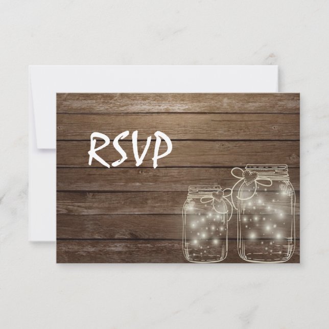 3 Entree Choice Rustic Mason Jar Wedding Response RSVP Karte (Vorderseite)