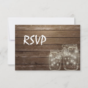 3 Entree Choice Rustic Mason Jar Wedding Response RSVP Karte