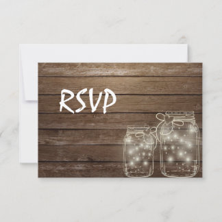 3 Entree Choice Rustic Mason Jar Wedding Response RSVP Karte