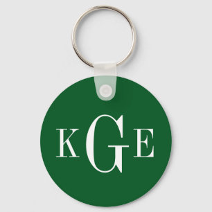 3 erste monogramm grüne, weiße Trauzeuge-Taste fos Schlüsselanhänger