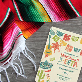 3-Esta Boys Mexican Fiesta Dritte Geburtstagsparte Einladung