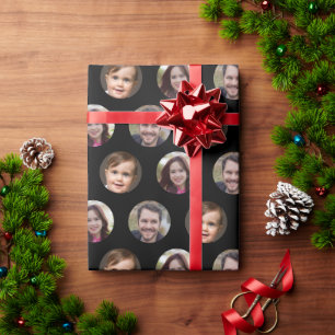 3 Familienmitglieder Foto-Collage Geschenkpapier