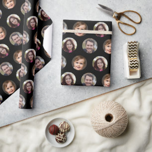 3 Familienmitglieder FotoCollage Geschenkpapier