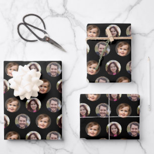 3 Familienmitglieder FotoCollage Geschenkpapier Set