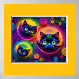 3 Fantasy Cats in Radiergumbbeln Poster
