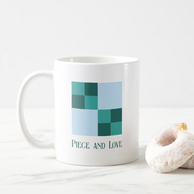 3-Farben-Double-Four-Patch-Quiltblock Punny Kaffeetasse (Mit Donut)