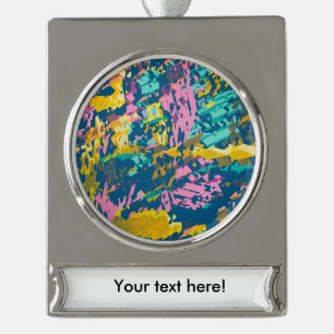 3 Farben Textur Banner-Ornament Silber