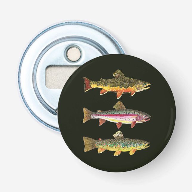 3 Fettforelle für Angler und Ichthyologen Flaschenöffner (Vorderseite)