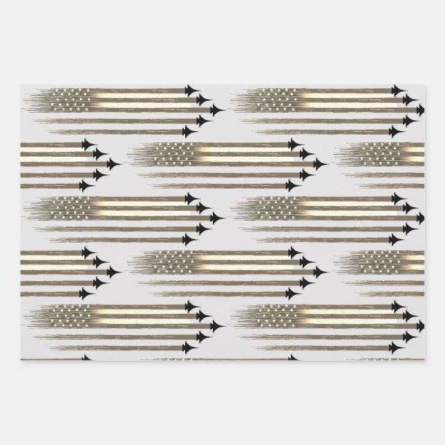 3 Feuilles de papier à envelopper Aéronef américai (Devant)