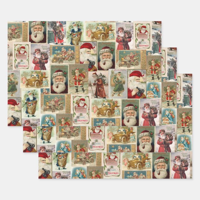 3 feuilles de papier d'enveloppement Père Noël Vin (Lot)