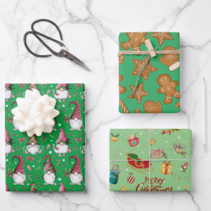 3 Feuilles De Papiers Enveloppés De Noël