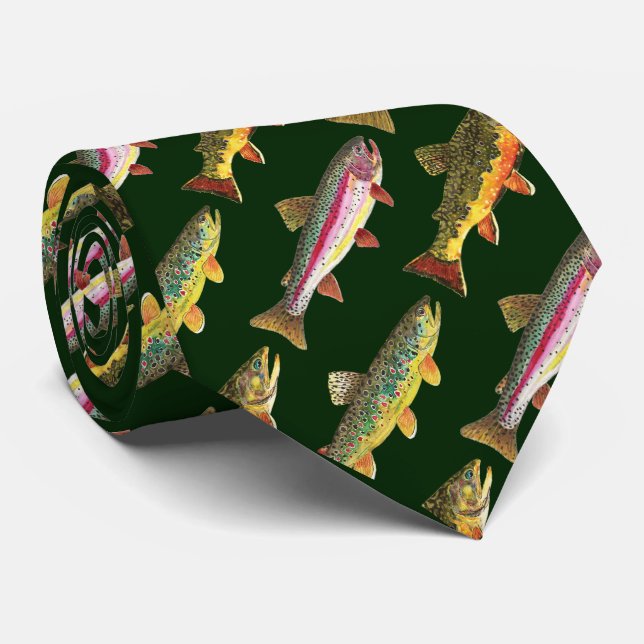 3 Fische für Forellenliebhaber - Bach, Regenbogen, Krawatte (Gerollt)