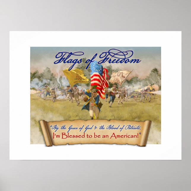 "3 Flaggen der Freiheit" Wertposter Poster (Vorne)