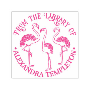 3 Flamingos Stehender Bibliotheksname Permastempel