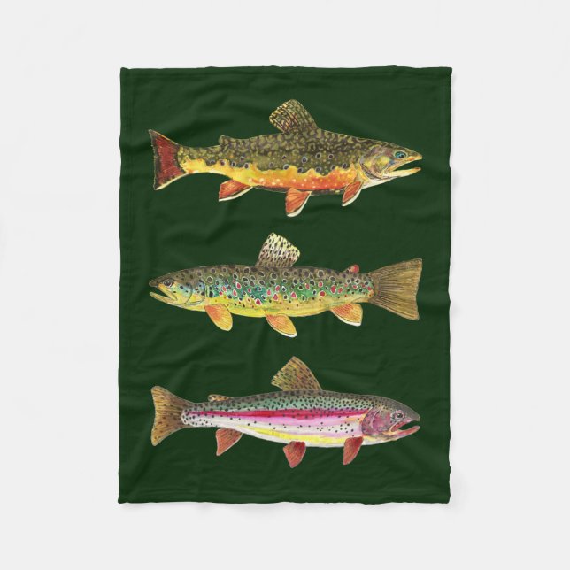 3 Forellen für die Fischerei und die Fischerei Fleecedecke (Vorderseite)