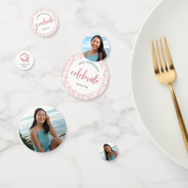 3 Foto Abschluss Rosa Rose Gold Glitzer Script Konfetti
