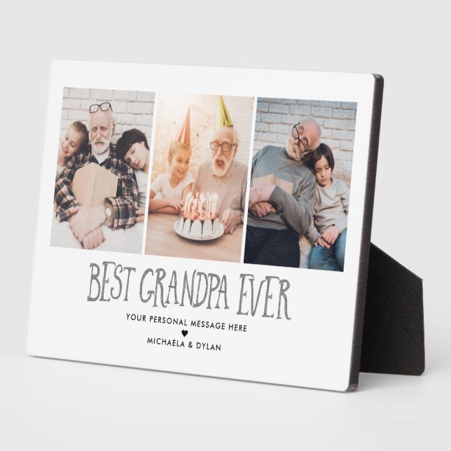 3-Foto-Beste Opa je Tabletop Plaque Fotoplatte (Seite)