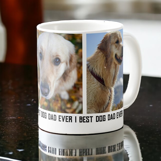 3 Foto Bester Hund Vater je Kaffeetasse (3 Photo Best Dog Dad Ever Coffee Mug from Ricaso. Add photographs and text. Ideal father's day gift)