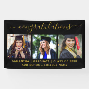 3 Foto Black Gold Glückwunsch Graduate 2022 Banner