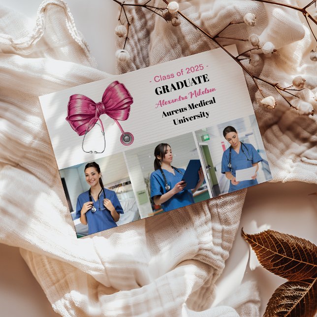 3 Foto Bow Stethoscope Nursing School Graduate Ankündigung (Von Creator hochgeladen)