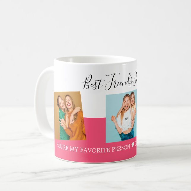 3 Foto Collage Best Friends Custom Text Script Kaffeetasse (Vorderseite Links)