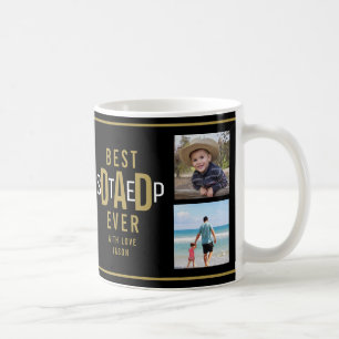 3 Foto Collage Best Step Vater je Schwarz und Gold Kaffeetasse